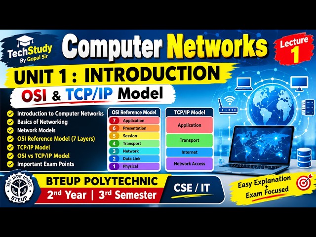 Computer Networks Unit 1 🔥 | Introduction + OSI & TCP/IP Model | BTEUP Polytechnic 3rd Sem