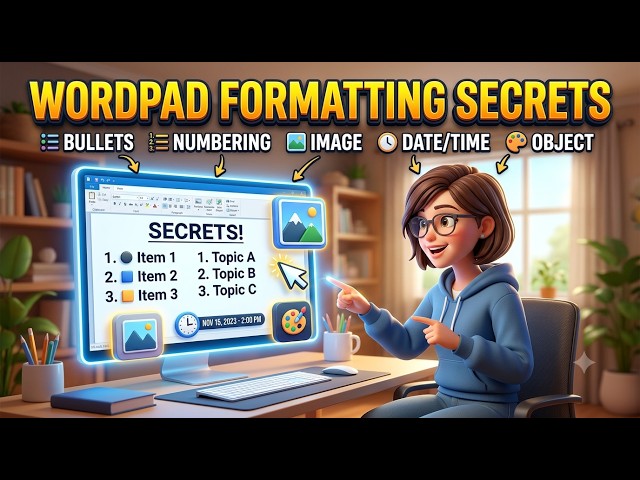 5) WordPad Formatting Secrets Bullets, Numbering, Image, Date-Time, Object | पूरा ट्यूटोरियल