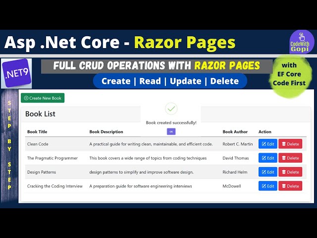 ✅ ASP.NET Core Razor Pages CRUD - .NET 9.0 Razor Pages CRUD Using Entity Framework Core | Demo