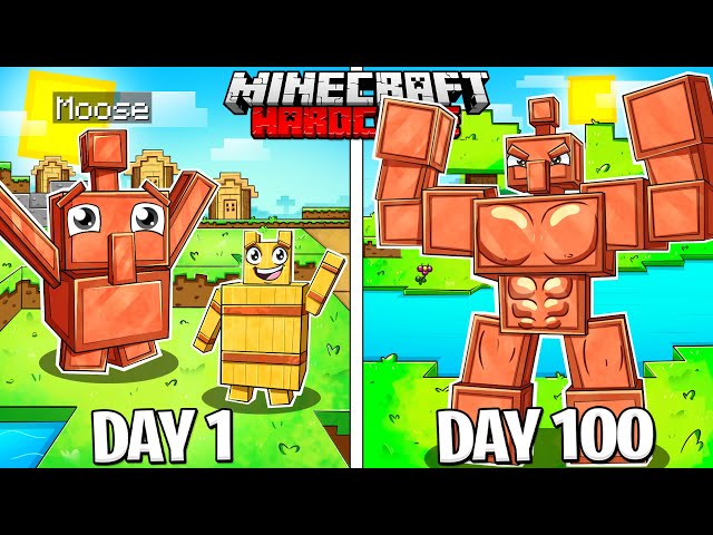 I Survived 100 Days as a COPPER GOLEM in HARDCORE Minecraft!