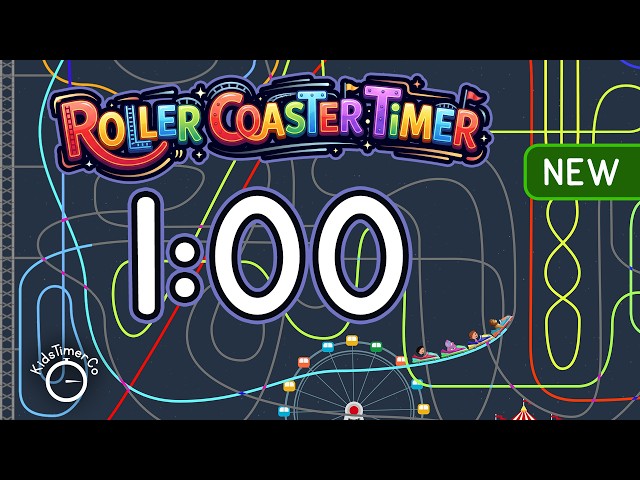 1 Minute Timer for Kids Classroom | Roller Coaster Visual Timer 🎢