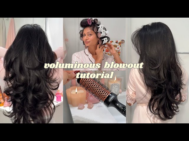 2 Ways To Get Voluminous Blowout Hair 🧖🏽‍♀️🎀🦢 Using Hot Rollers & Thermal Brush