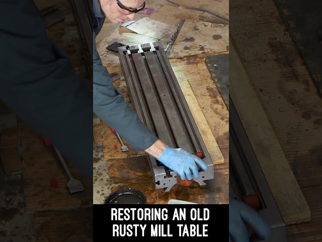 Removing rust from a Bridgeport type mill table. #millingmachine #restoration