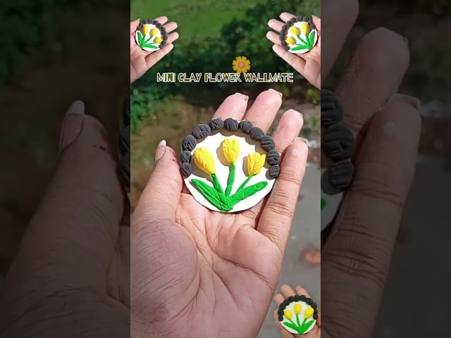 How to Make a Mini Clay Flower Wallmate 🌼 | Easy DIY #shorts #diy @AfriNahiD#art