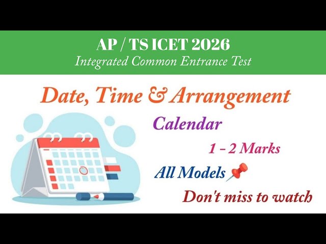 Calendar || AP/TS ICET 2026 || Date, Time And Arrangement || All Types of Questions || 1-2 Marks
