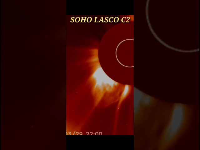 LARGE ERUPTION ON THE SUN SEEN FROM SATELITES