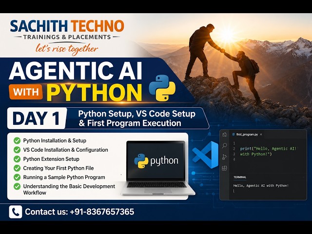 Agentic AI with Python – Day 1 🚀 | Python Setup, VS Code Setup & First Program