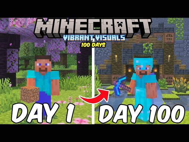 100 Days with Vibrant Visuals in Minecraft Bedrock