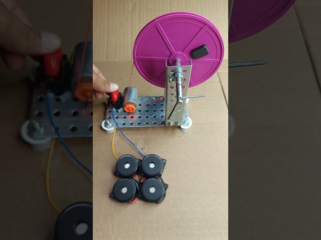 DIY Power Generator Using a Pulley & Dynamo Motor to Power Buzzers #shorts #dcmotor
