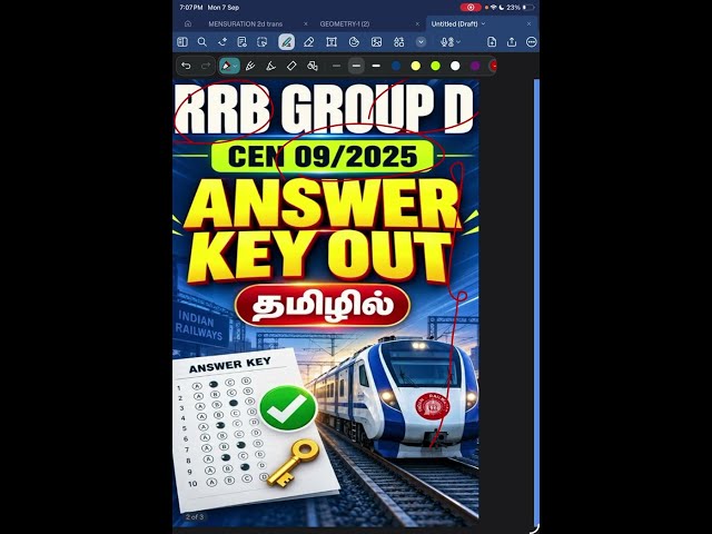 RRB Group D 2025 answer key released in Tamil