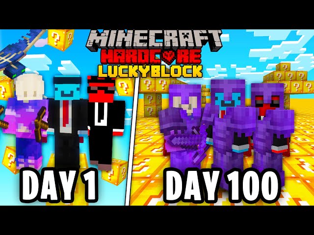 We Survived 100 days on a LUCKY BLOCK in Minecraft...