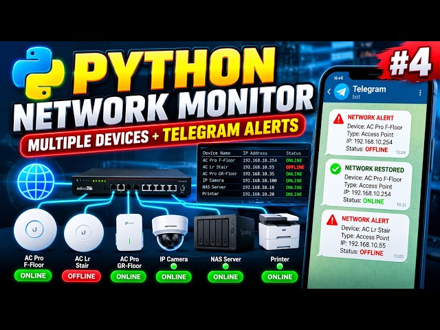 #4 Python Network Monitoring System with Telegram  Monitor Multiple Devices Khmer
