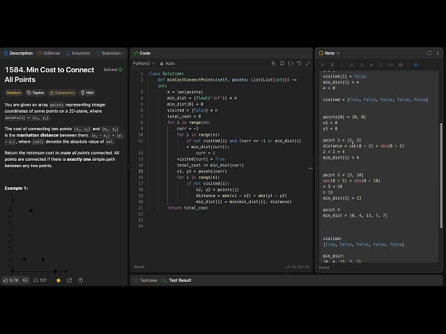 1584. Min Cost to Connect All Points | Prim's Algorithm