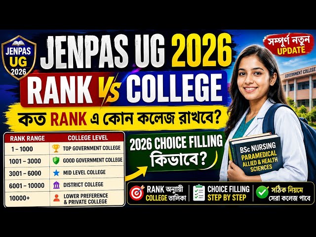 Jenpas UG Rank Vs College 2026 | Jenpas UG Choice Filling 2026 | Jenpas UG Counselling Process 2026