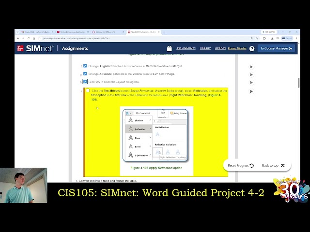 CIS105: 9/24/26: SIMnet: Word Guided Project 4-2