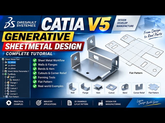 CATIA V5 Generative Sheetmetal Design | Complete Sheet Metal Modeling Tutorial