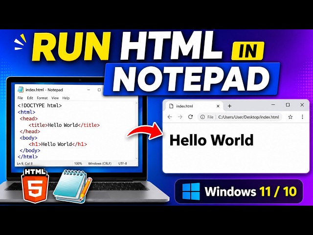 How to Save and Run HTML File in Notepad (Windows 10/11) | Beginner HTML Tutorial