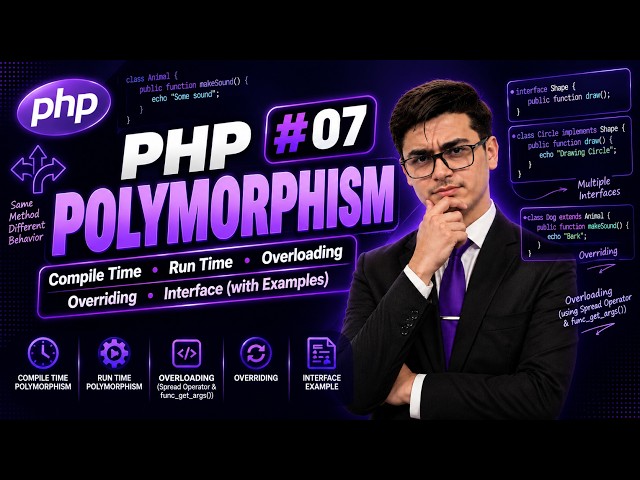 Polymorphism Explained | Compile Time, Run Time, Overloading & Overriding | PHP OOP #7