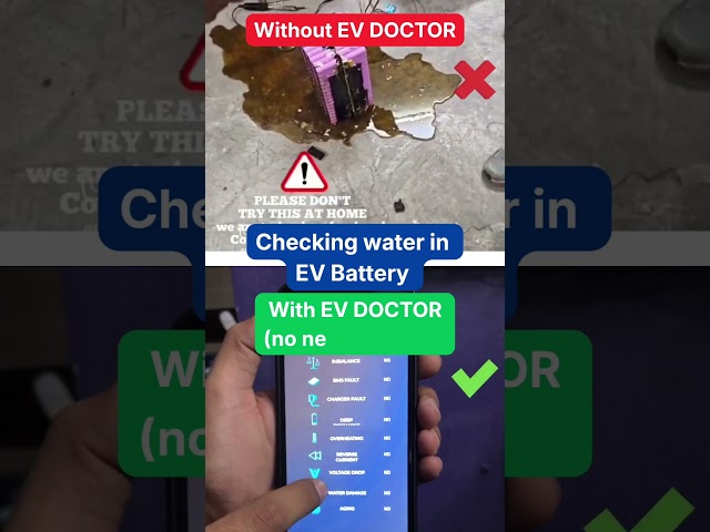 WATER DAMAGE Checkup of EV Battery with EV DOCTOR  #electricvehicles #batteries #water