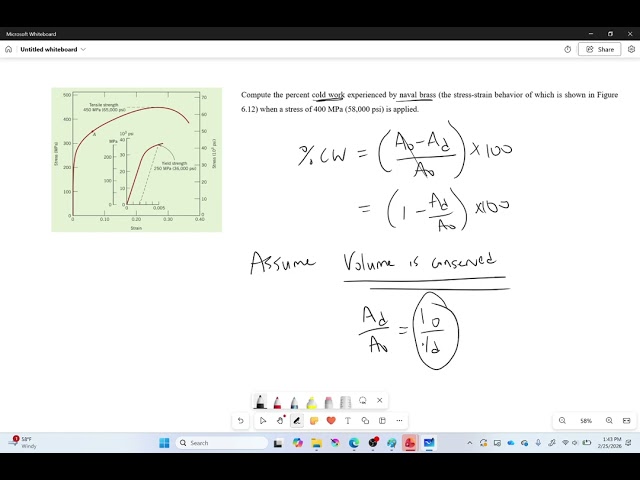 Example: Percent Cold Work from Applied Stress