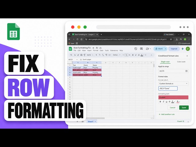 How to Fix Formatting Applying to the Wrong Rows in Google Sheets 1
