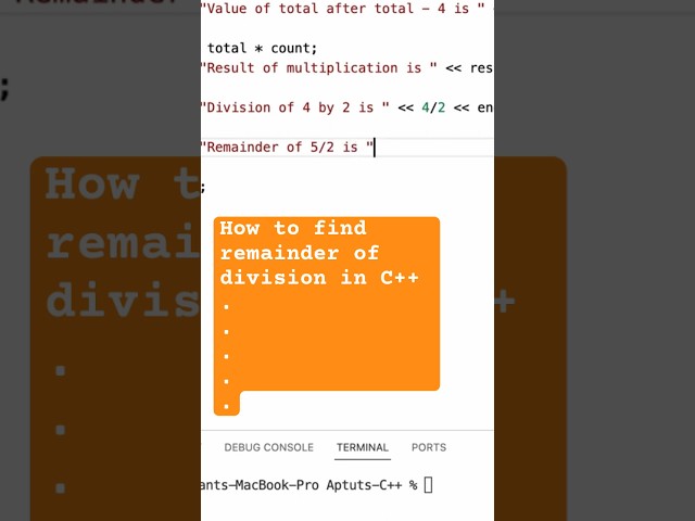 Find remainder of the division operation in C++