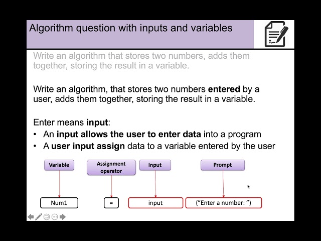 Programming Techniques - Variables Assignments Inputs
