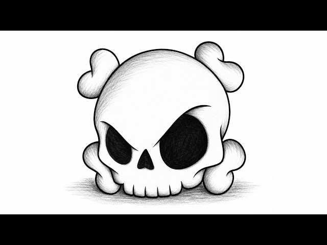 How to Draw a Skull and Crossbones Step by Step | Easy Halloween Pencil Drawing