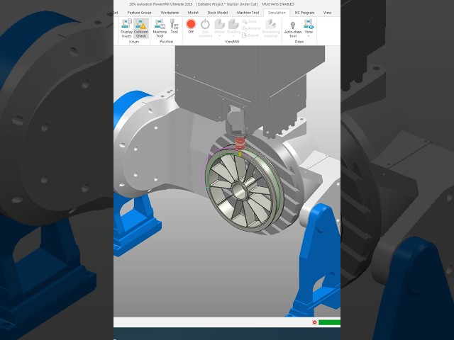 PowerMill 5-Axis Impeller Undercut Machining Simulation#powermill #5axismachining #powermill2025