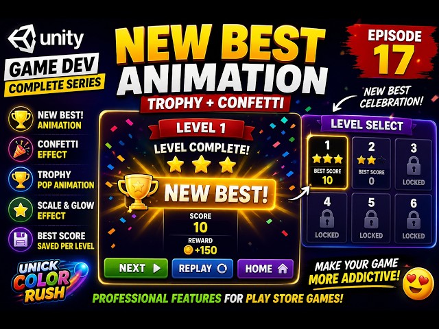 (Ep. 20) NEW BEST Animation in Unity 3D 🏆 | Trophy Pop + Confetti Celebration