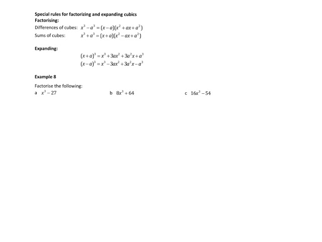 Maths Methods Unit 1-Special Rules for expanding and factorising-Ex 6C iii