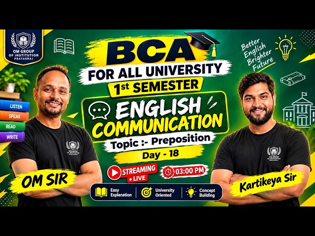 #bca  Preposition | English Communication | Day 18 | BCA 1st Semester