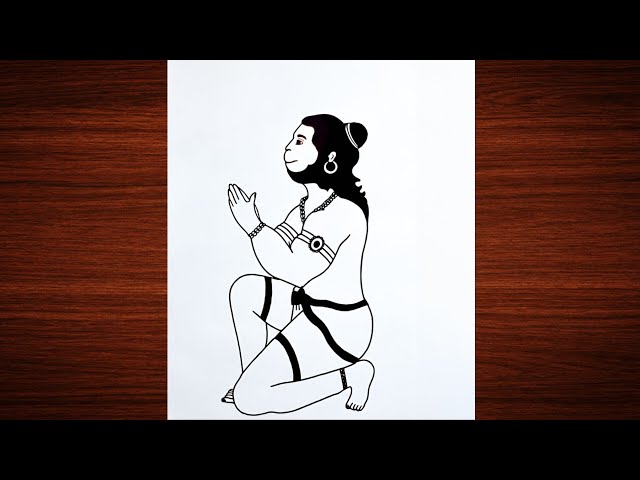 Lord Hanuman Coloring Page – Meditating Hanuman Line Art