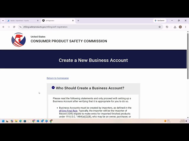 CPSC - Register a Product Register Account