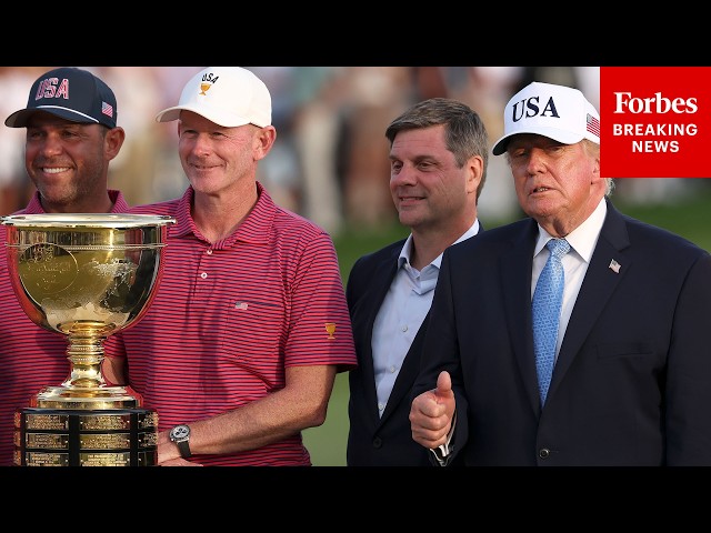 President Trump Joins U.S. Team For Trophy Ceremony At The Presidents Cup