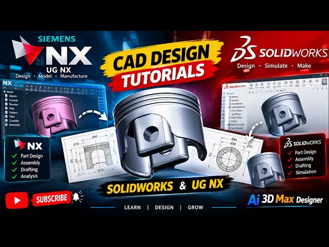 🔥 SolidWorks & UG NX CAD Design Tutorial | 3D Part Modeling & Assembly | Ai 3D Max Designer