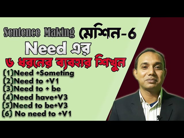 Use of need, need to, need have।মেশিন 6।  ইংরেজি বলা ও লেখার ক্ষেত্রে অত্যন্ত কার্যকরী