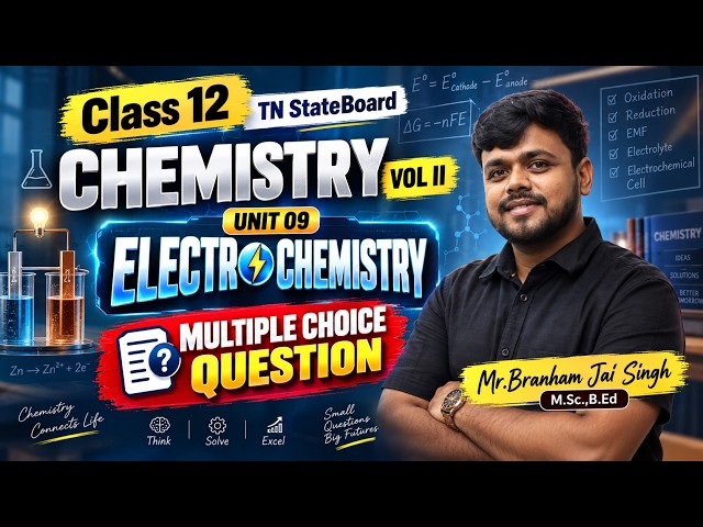 Class 12 Chemistry | Unit 09 – Electro Chemistry | Multiple Choice Questions | TN State Board🏫📈🖋️