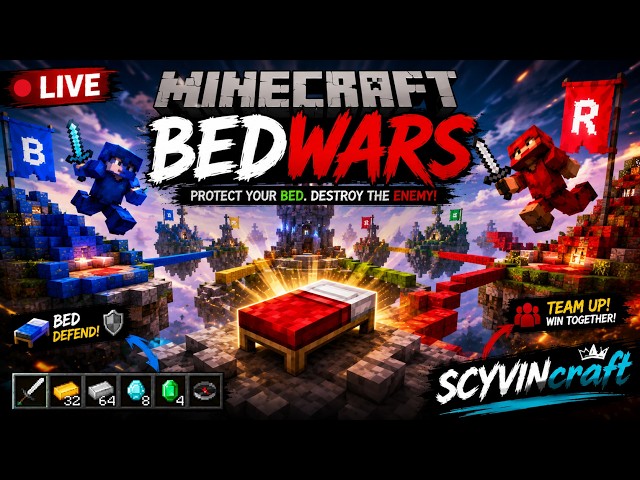 DESTROYING Noobs in BedWars LIVE 🔴| MINECRAFT | (portrait)