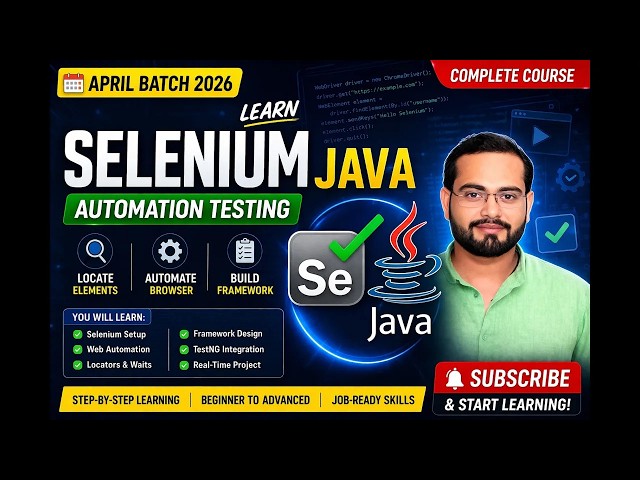 Selenium April 2026 Lecture 1 🚀 Selenium with Java Full Course Complete Automation Testing