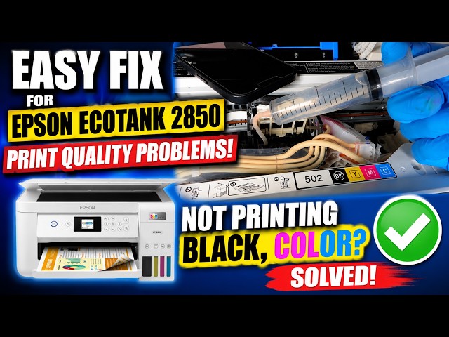 EASY Fix For Epson EcoTank 2850 Print Quality Problems! Not Printing Black, Color - Solved!
