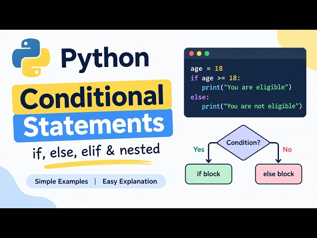 Python Conditional Statements | if, else, elif & Nested if | Python for Beginners