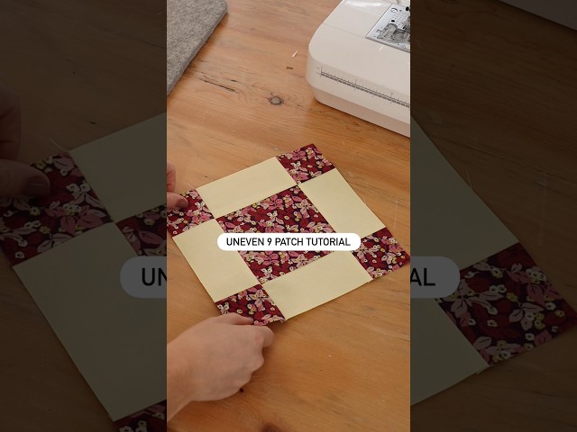 How to sew a simple uneven 9 patch quilt block 🪡 sewing tutorial #quiltblock