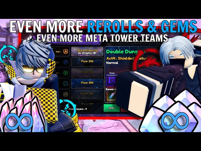 I Got EVEN MORE INFINITE GEMS & REROLLS In Elemental Tower On Anime Vanguards With These Teams(META)