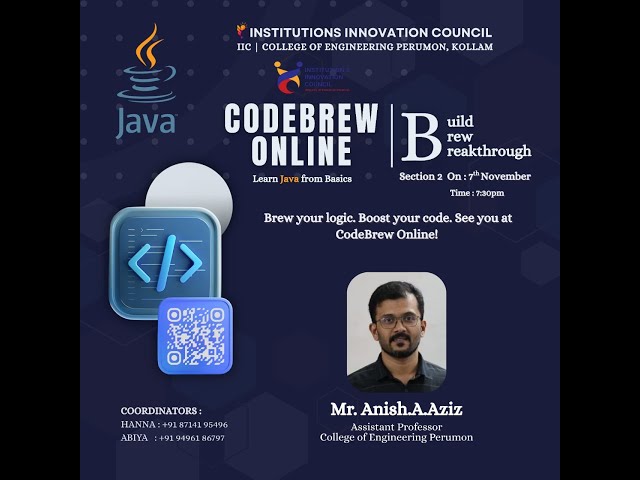 CodeBrew Online | Learn Java from Basics | Session 2 with Mr. Anish A. Aziz ☕