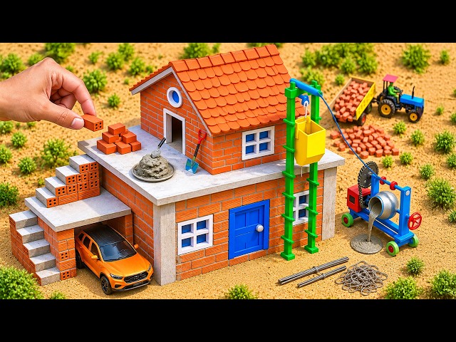 DIY Construction Science Project - Building a Modern 2-Story Fireproof House With Bricks and Cement