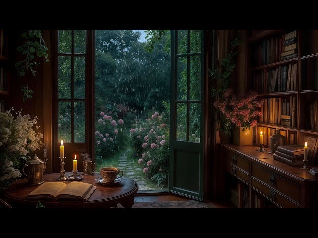 [ Thunderstorm in the Library] Rainy Morning, Hot Tea & Quiet Reading