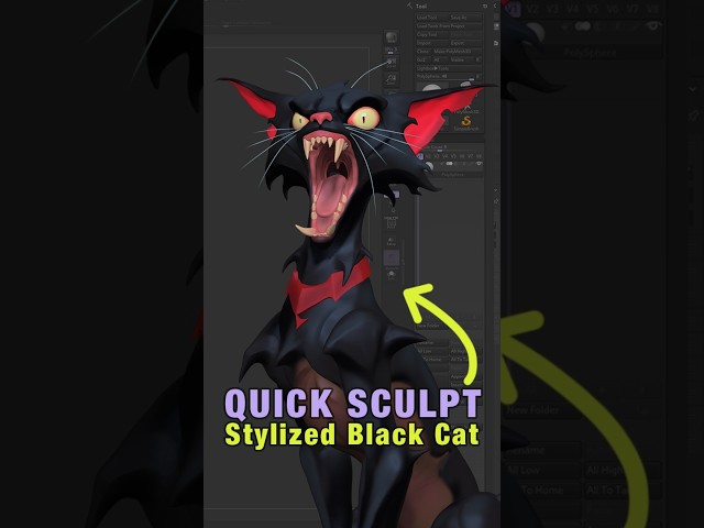 Black Cat Sculpting Timelapse in ZBrush Short