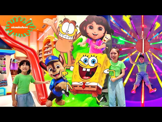 Playing on the Light Slide, Rock Climbing, Ninja Kidz at the Nickelodeon Playground