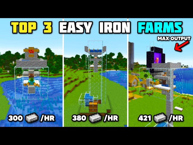 Minecraft Easy Iron Farm - 400+ per Hour | (Single Pod)